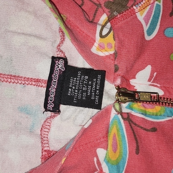 EYESHADOW GIRLS Rose Zip-Up Hoodie with Butterflies and Dots - Picture 2 of 3